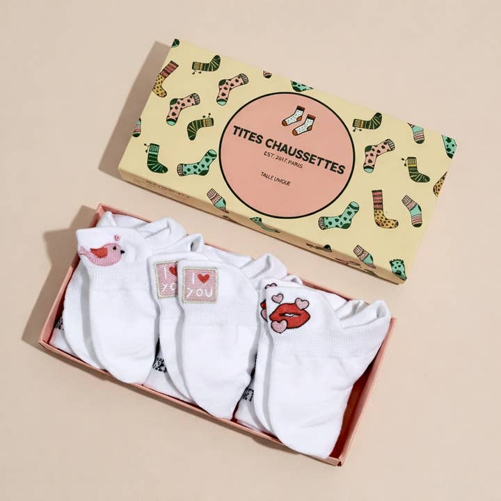 Conjunto de 3 Meias com Aba Amor Mulher I 35-41 por atacado de Tites Chaussettes