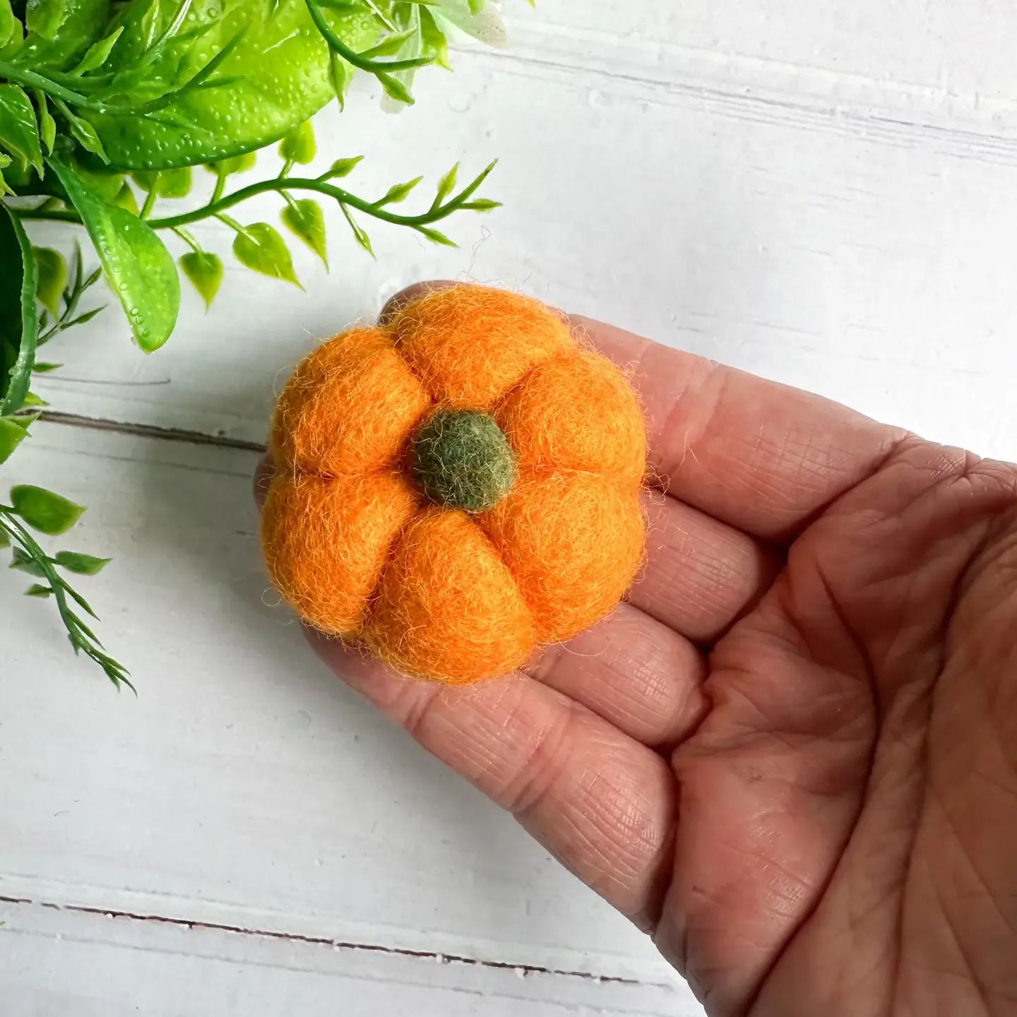 Sewing Seeds Play - Wholesale Decorative Tabletop Object - One Orange Felt Mini Pumpkin2