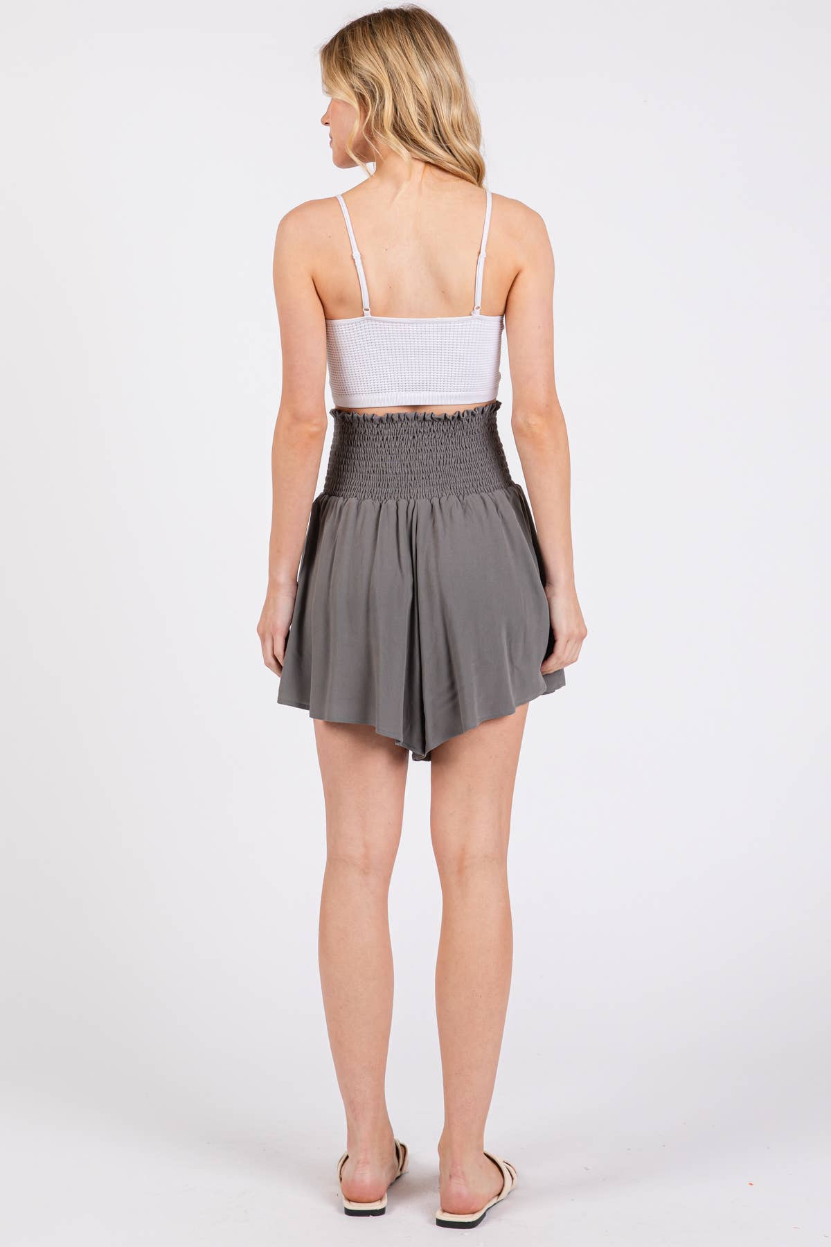 Final Touch - Wholesale Shorts - Women's - Waist Smocked Wide Shorts - NP7035326