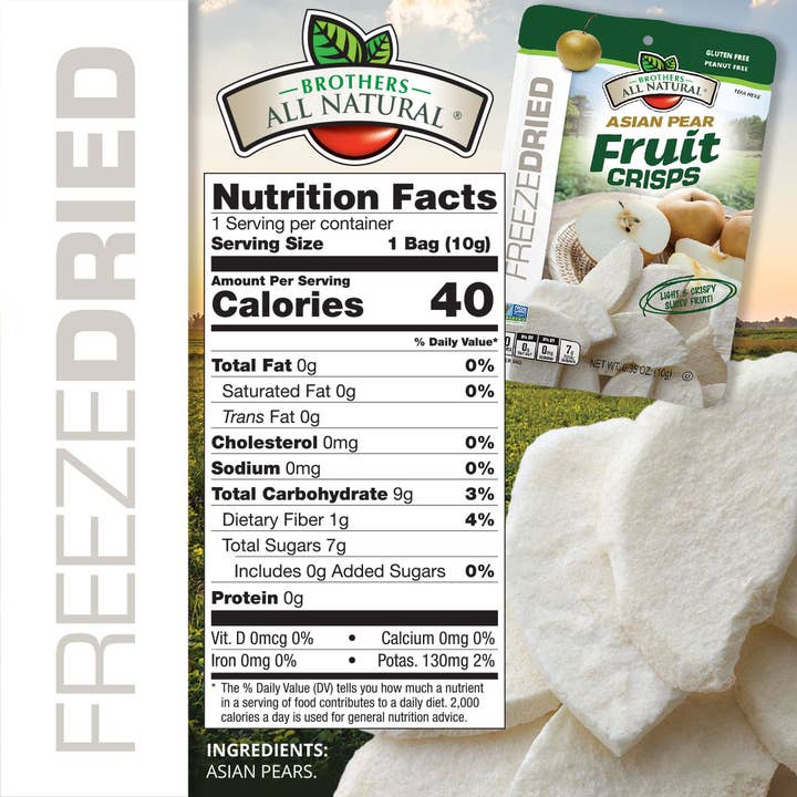 Brothers All Natural - Wholesale Dried/Dehydrated Fruit - Freeze-Dried Asian Pear Fruit Crisps (½ cup bags)