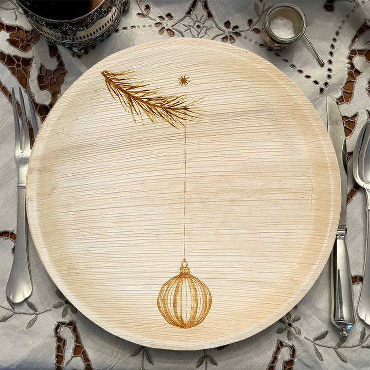 maaterra - Wholesale Disposable Plate - Compostable Palm Leaf Plates - Ornament, 6-12"3