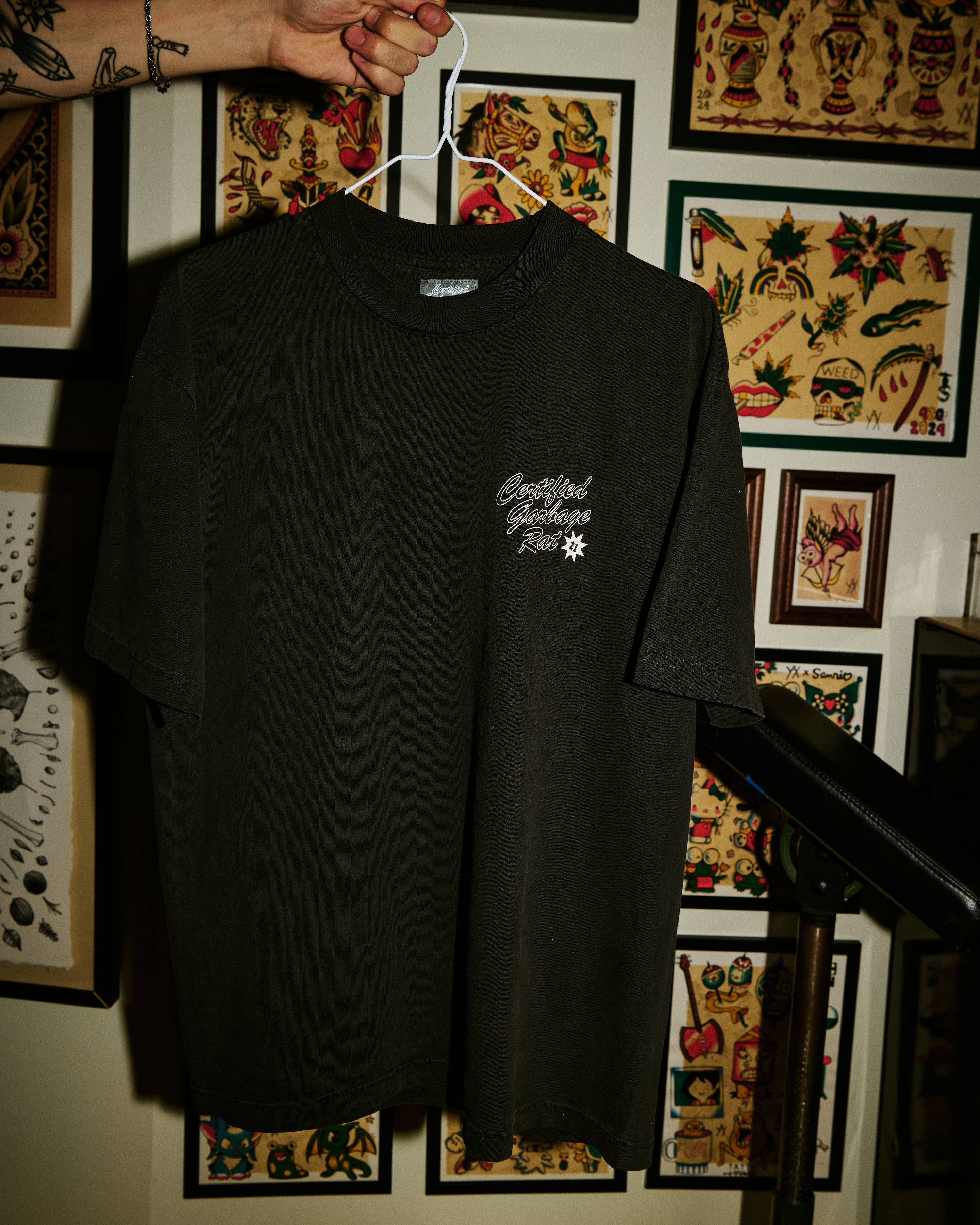 Certified Garbage Rat - Wholesale Screen Printed T-Shirt - Unisex - Tattoo Shop Tee3