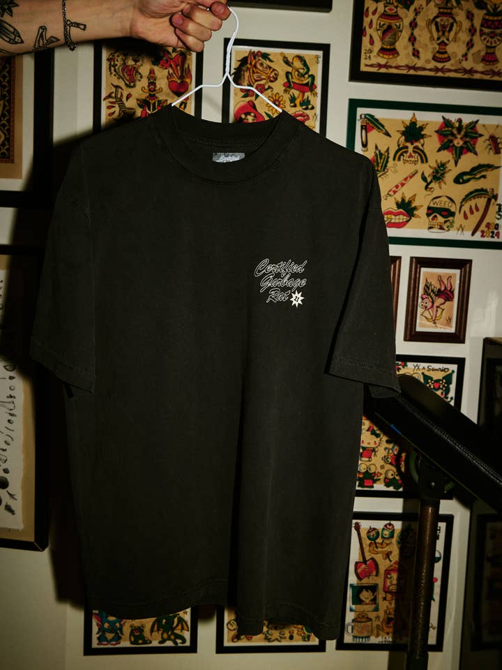 Certified Garbage Rat - Wholesale Screen Printed T-Shirt - Unisex - Tattoo Shop Tee3