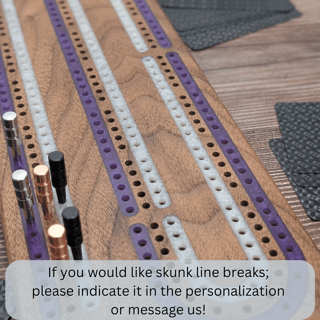 EBONWOOD – wholesale Board game – Premium Cribbage Board - Multi Lane Blood Red and Pewder Inlay5