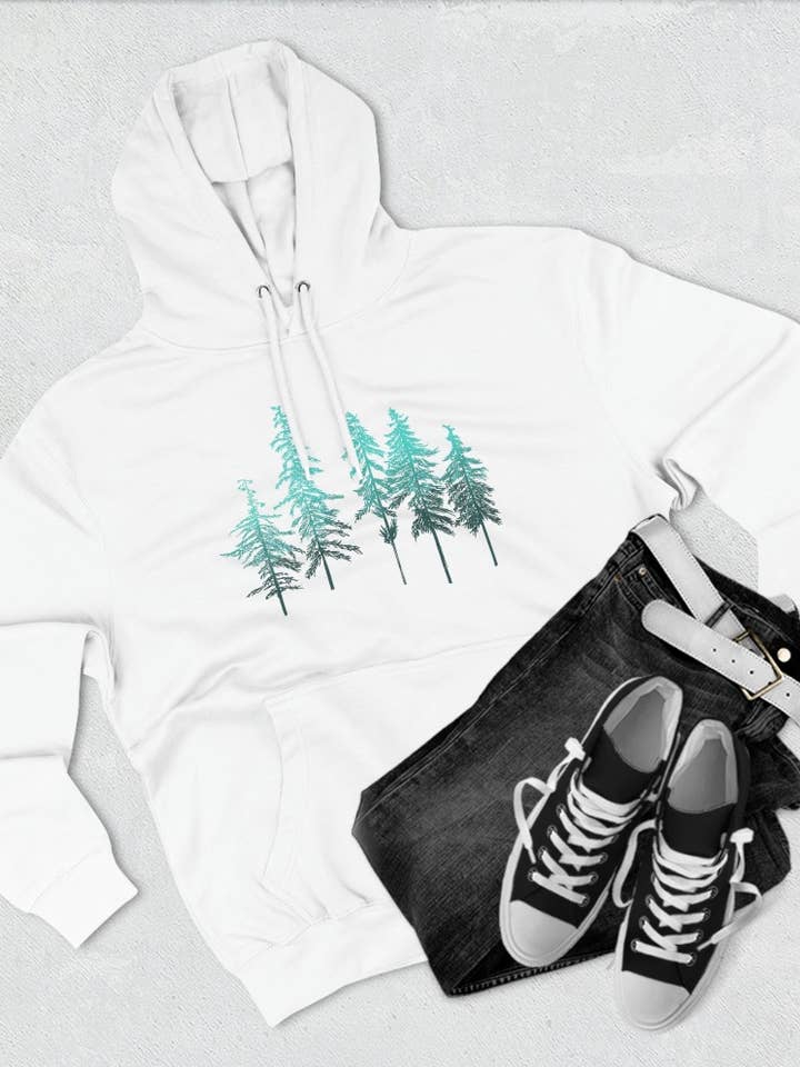 Ombré Forest utomhus Unisex Premium Pullover Huvtröja för wholesale av Blue Jar Art