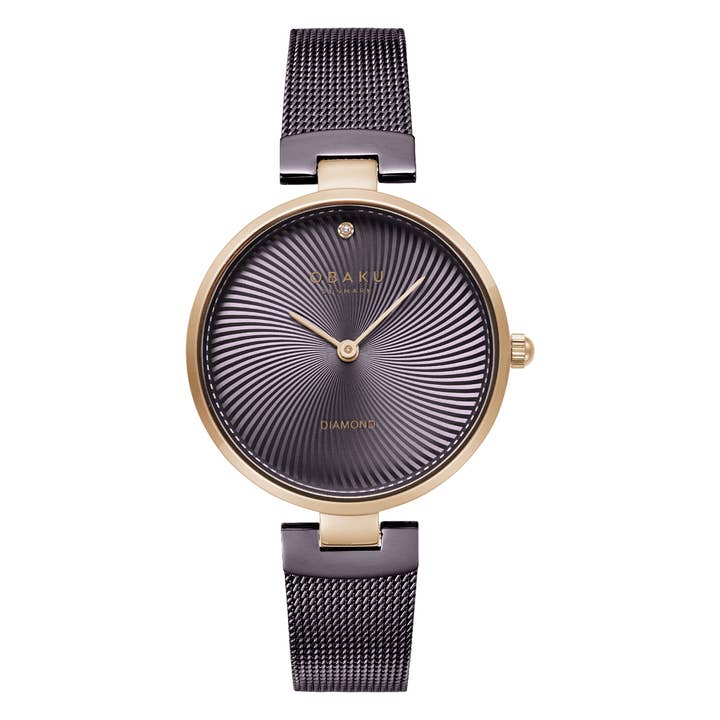 Diamant - Valnöt elegant damklocka diamanturtavla för wholesale av Obaku Denmark Watches