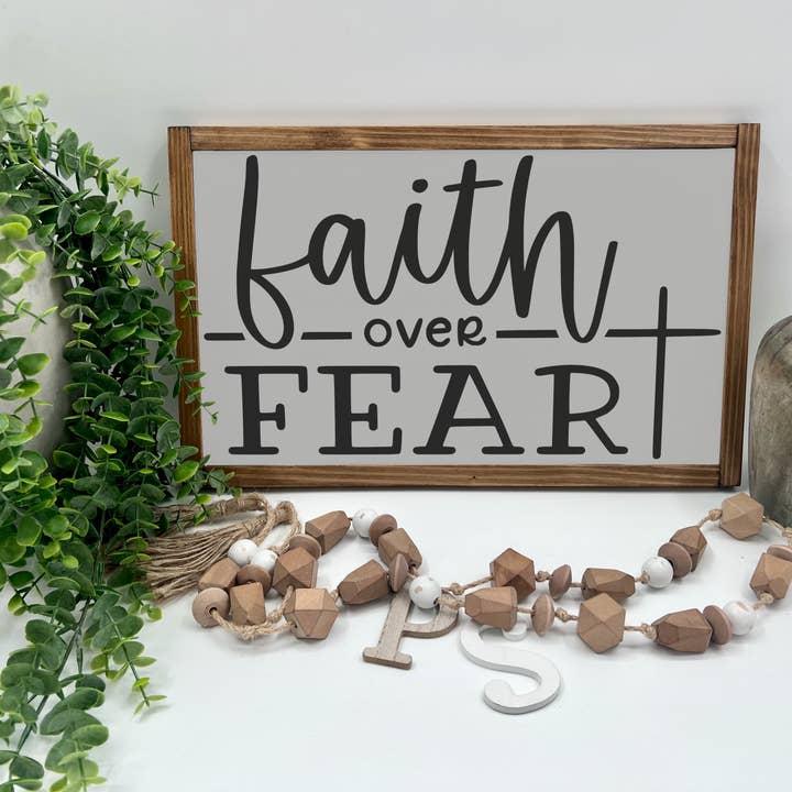 Fé sobre o medo - Sinal Madeira por atacado de Plain&Simple Decor