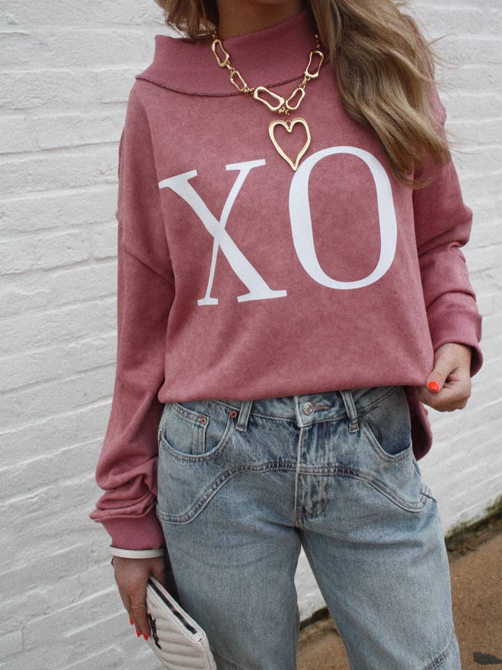 XO w/ Love Reversible Mock neck for wholesale by Backroad social trade co