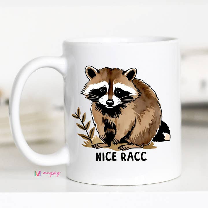 Mugsby - Wholesale Coffee Mug - Nice Racc Coffee Mug, Funny Raccoon Mug, Ceramic Mug