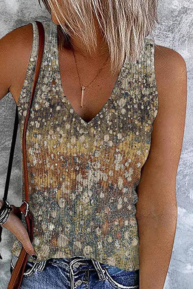 UNISHE - Wholesale Tank Top - Women's - Ethnic Pattern V Neck Tank Top ZZKF8663