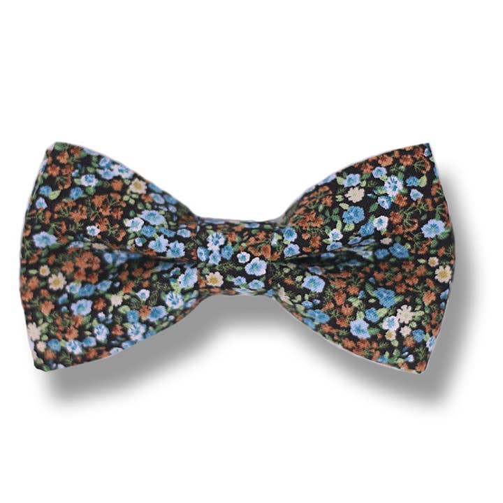 Noeud Papillon Motif Fleur Marron pour la vente par Le Noeud