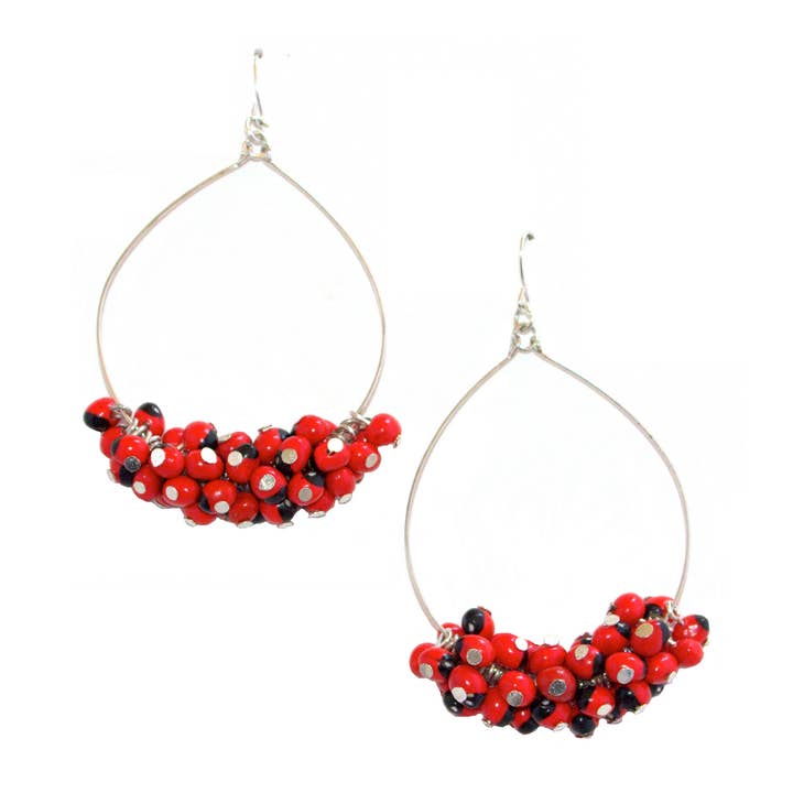 Red & Black Sterling Silver Hoop Earrings for wholesale by Evelyn Brooks
