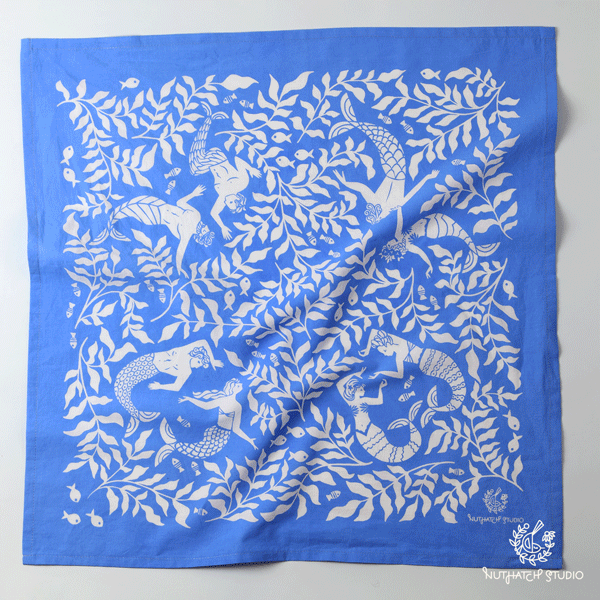 Nuthatch Studio - Wholesale Bandana - Women's - Cerulean Mermaid Bandana1