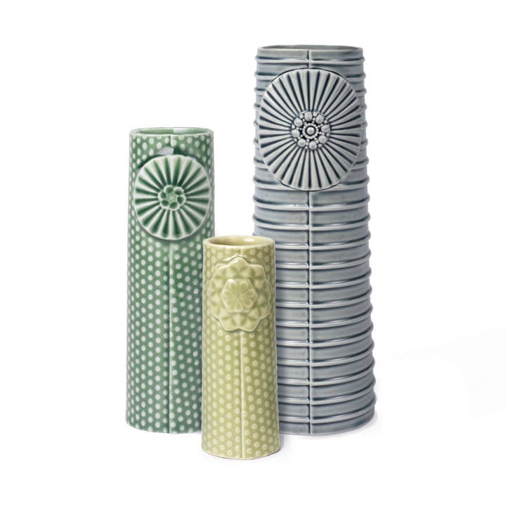 Dottir Nordic Design - Wholesale Vase - Pipanella Flock - Nordic Fjord (1 medium, 1 mini, 1 micro)0