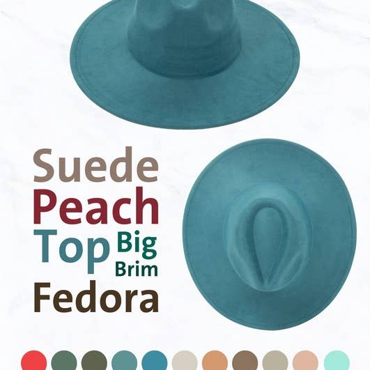 Suzie Q USA - Wholesale Fedora - Women's - Suede Large Eaves Peach Top Fedora Hat