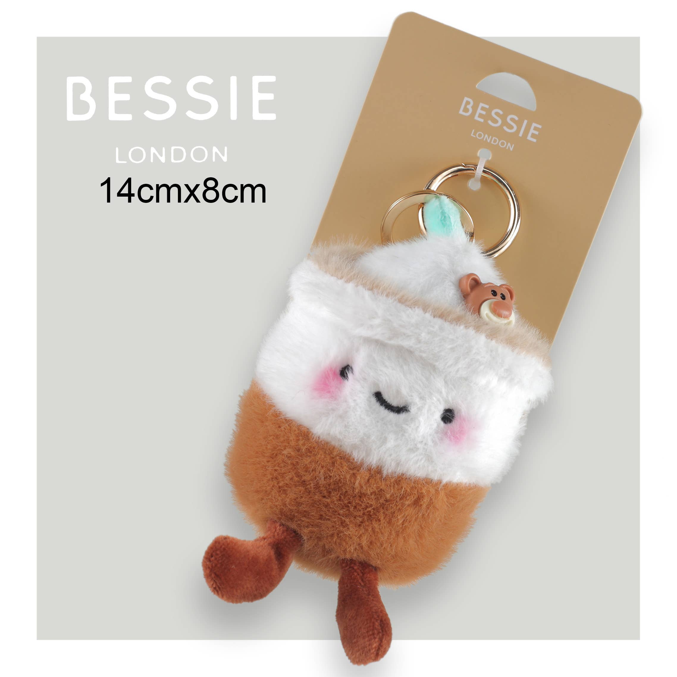 Bessie London – wholesale Keychain – Women's – PLUSH ICED COFFEE BAG CHARM8