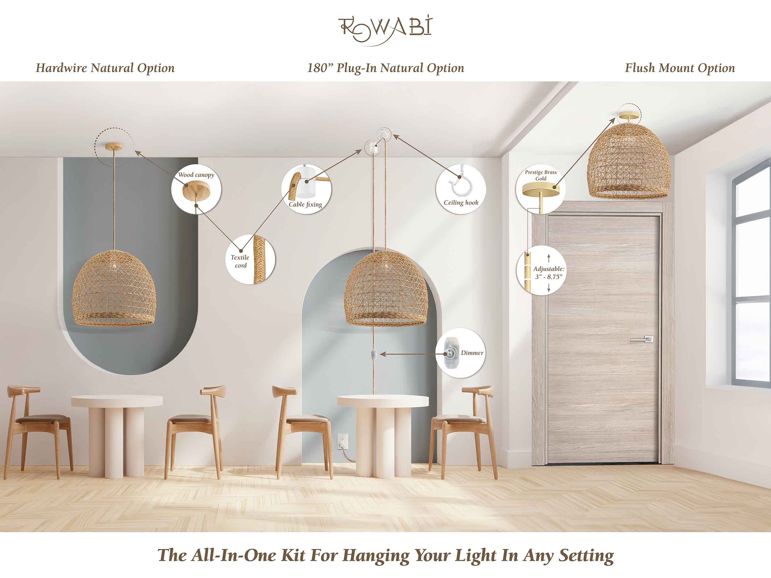 Rowabi - Wholesale Chandelier/Hanging Light - Lumiere Rattan Pendant Light5