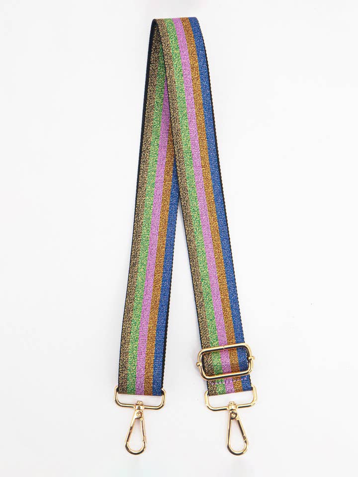 Sangle de sac tissée Elle - Multicolore, rayures scintillantes pour la vente par Sarta Accessories