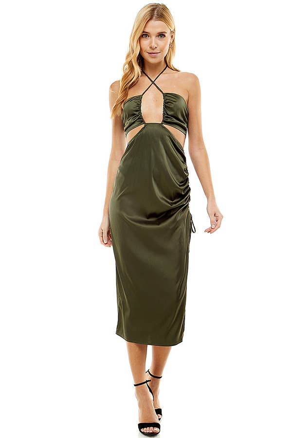 ACOA COLLECTION - Vendita all'ingrosso Vestito - Donna - ABITO MIDI CON RUCHE E DETTAGLIO CUTOUT7