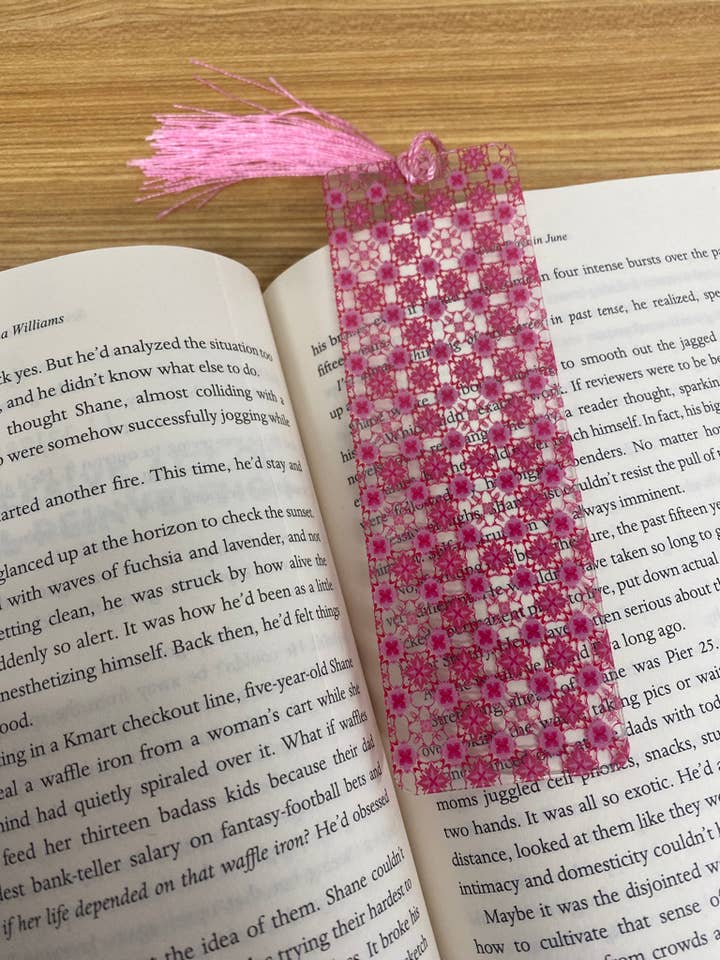 Pink Star Quilt Acrylic Bookmark for wholesale by Infamous Cuts