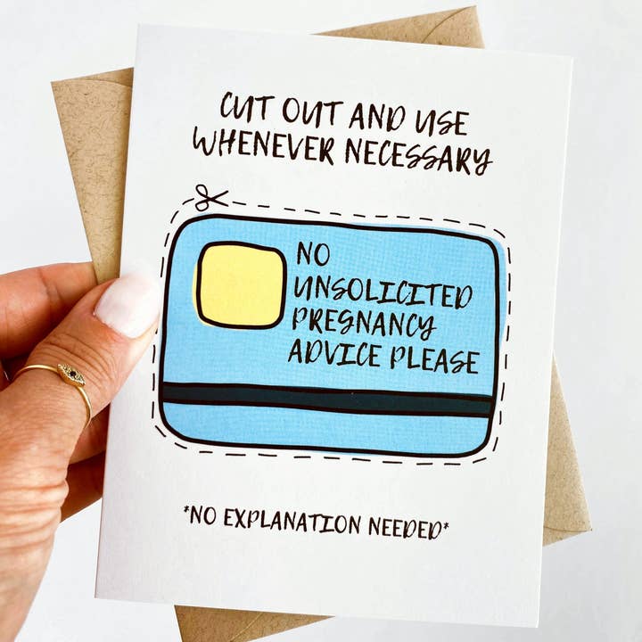 Five Dot Post - Wholesale Baby Card - No Unsolicited Pregnancy Advice Funny Pregnancy Card for Mom