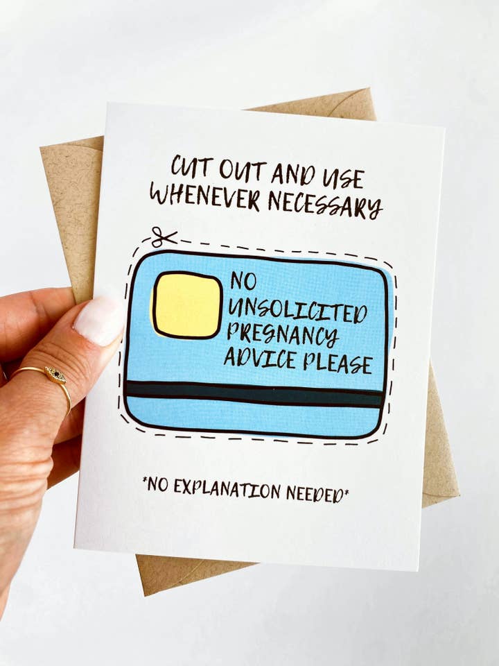 No Unsolicited Pregnancy Advice Funny Pregnancy Card for Mom for wholesale by Five Dot Post