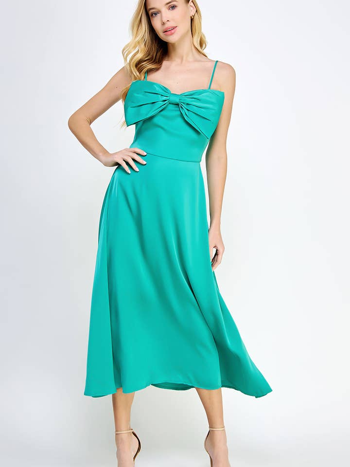 Bow Detail Satin Dress for wholesale by Strut & Bolt