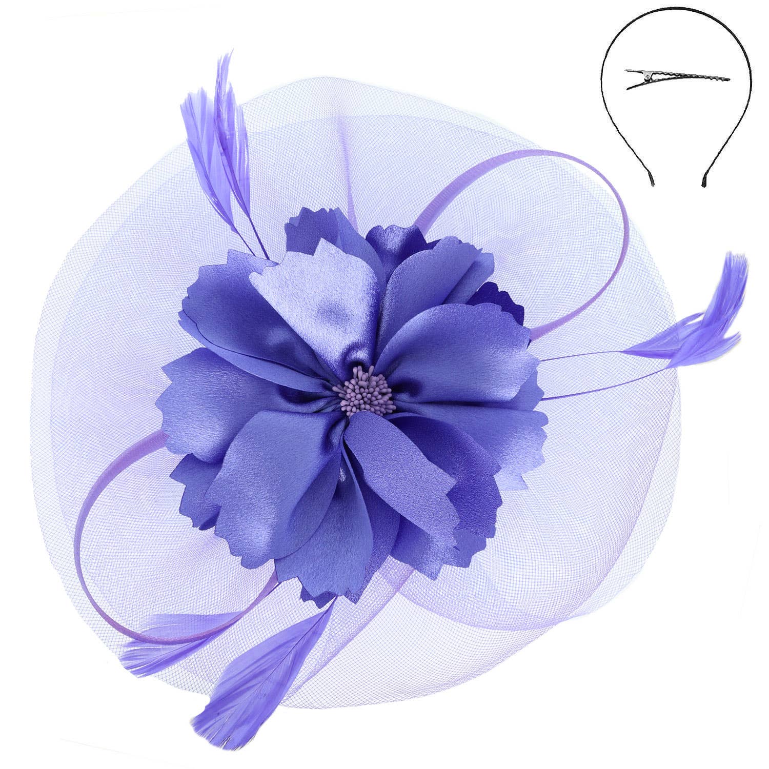 SP Sophia Collection - Wholesale Fascinator Hat - Women's - Elegant Floral Feathered Organza Mesh Fascinator4