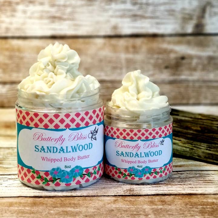 Butterfly Bliss – wholesale Kroppsbalsam/Smör – Vispad sheasmör | Sandelträ Body Butter | Naturlig lotion | Hemlagad grädde | Shea-lotion | Gif för henne | Fuktkräm för torr hud
