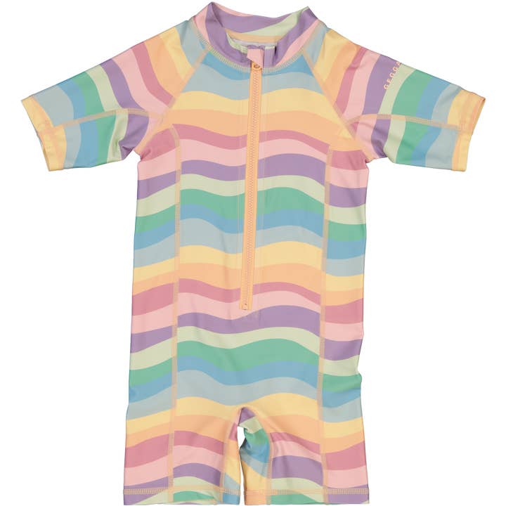 Combinaison UV Rainbow avec jambes courtes et manches 3/4 pour la vente par Geggamoja
