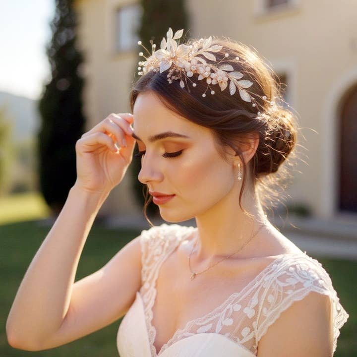 COLLECTION ATHENA - COIFFE EN CRISTAL EXQUIS - ROSE HC289 pour la vente par Athena Bridal Jewellery