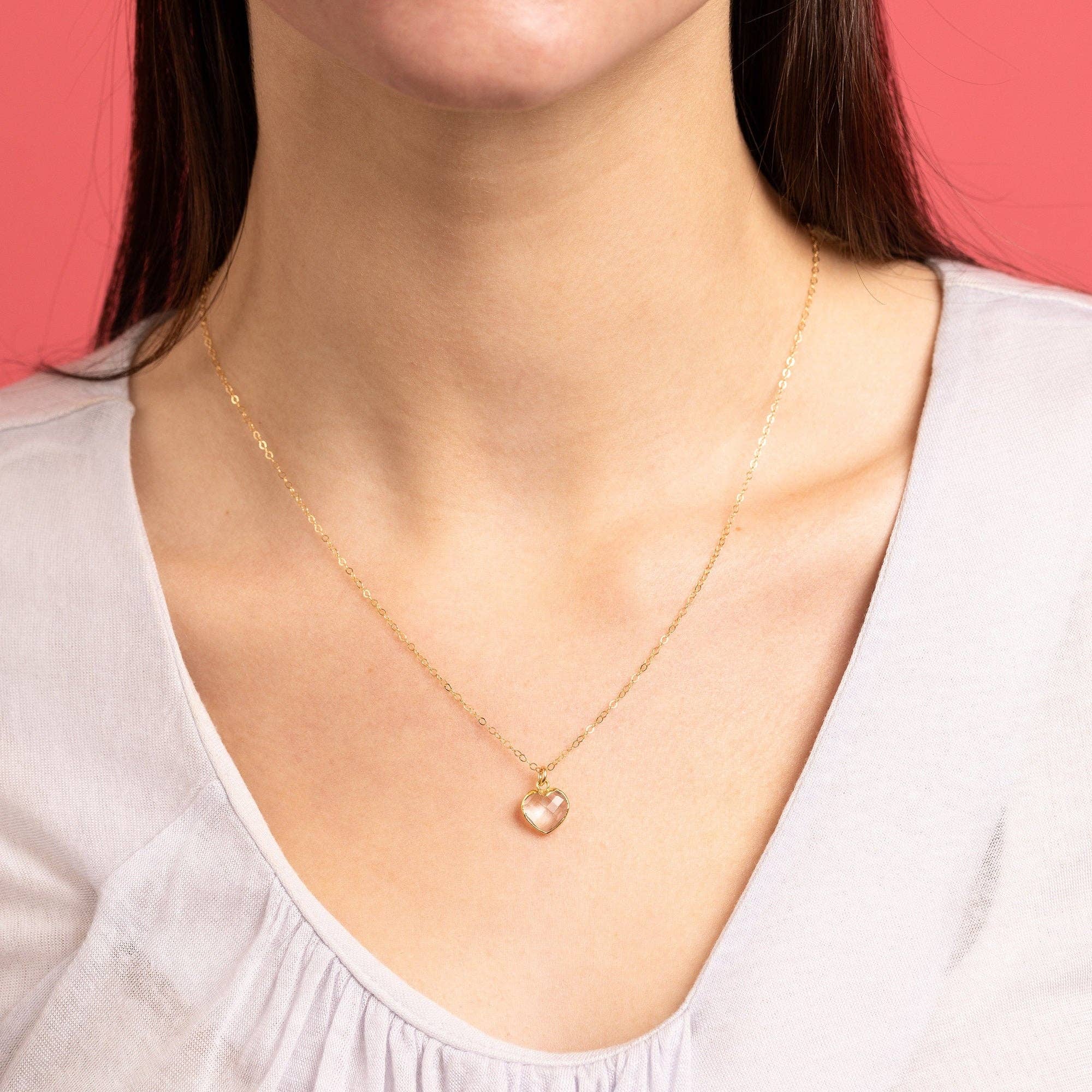 Soul & Little Rose - Wholesale Pendant/Charm Necklace - Quartz Small Heart Pendant Gold Necklace1