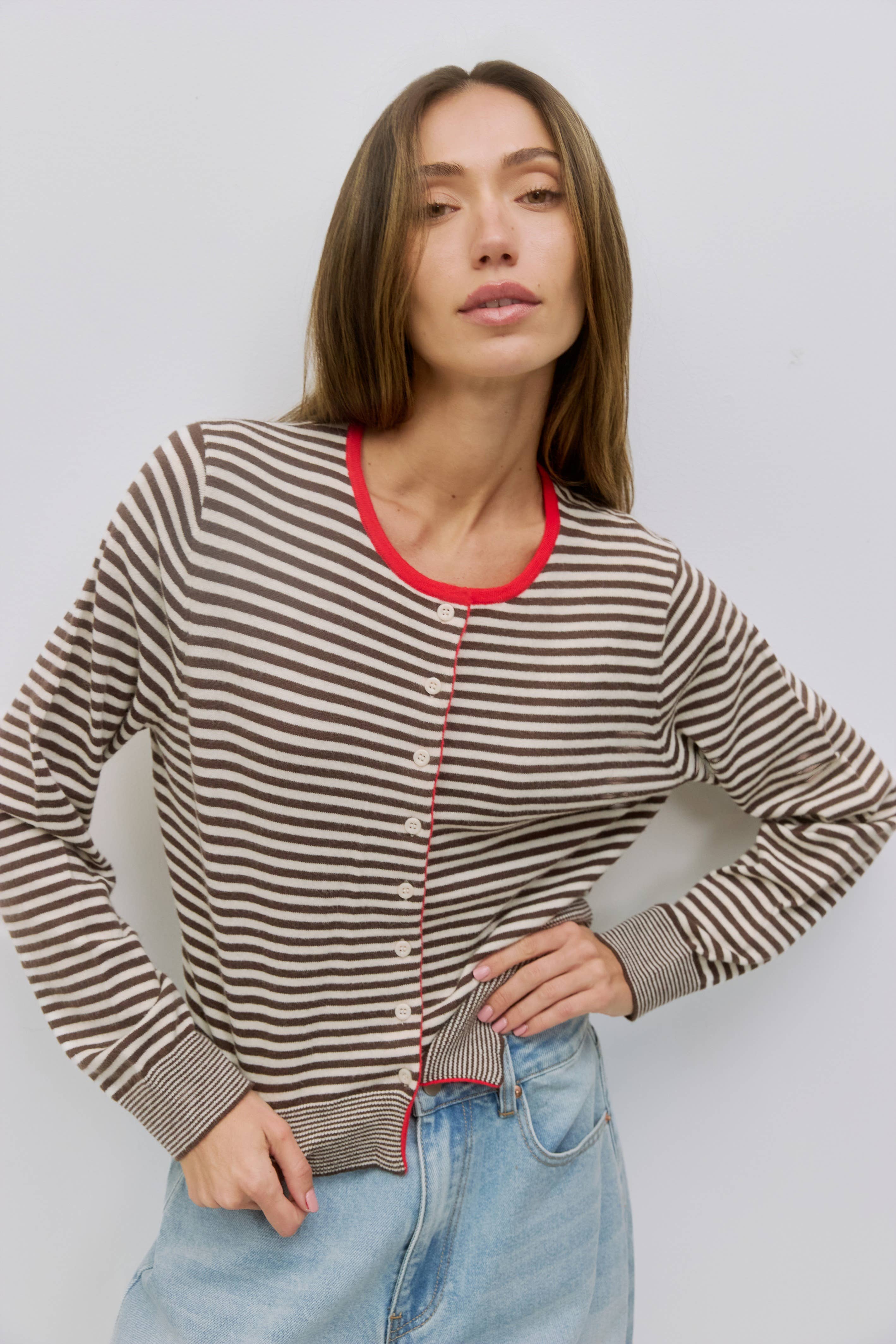 MOD REF - Wholesale Cardigan - Women's - The Montana Cardigan | Striped Button-Down Cardigan26