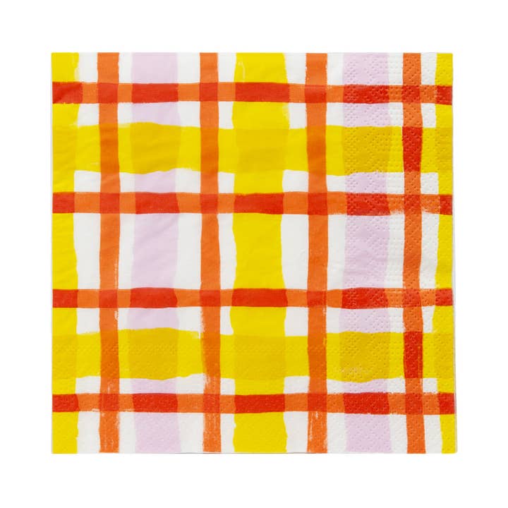 Talking Tables USA - Wholesale Disposable Napkin - Yellow Gingham Paper Napkins - 20 Pack | Party Napkins |4