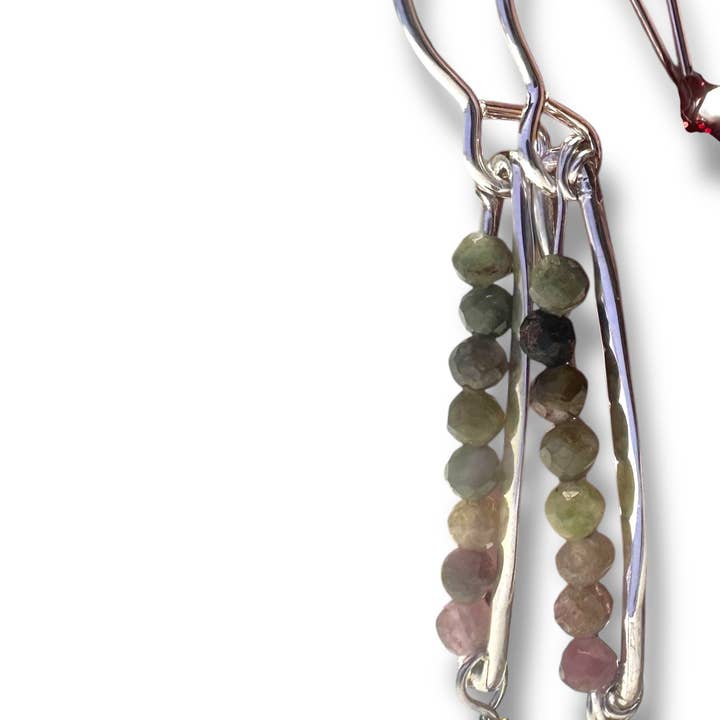 Boucles d'oreilles pendantes - Pierre précieuse tourmaline pour la vente par Janine’s Jewelry Design