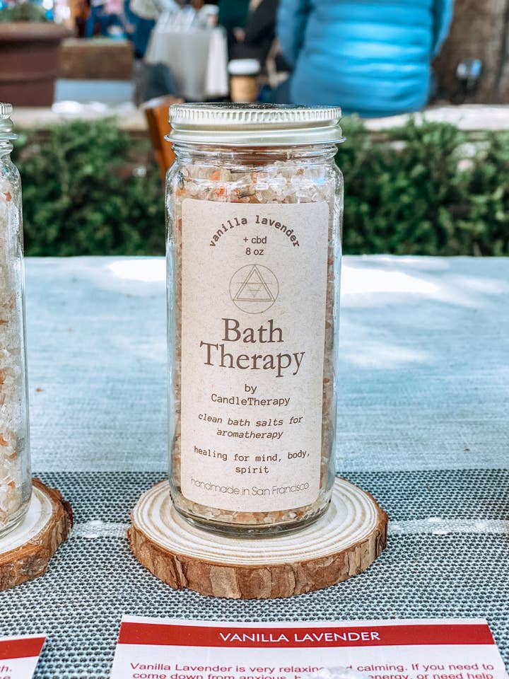 Vanilla Lavender Essential Oil Bath Salt Blend for wholesale by CandleTherapy