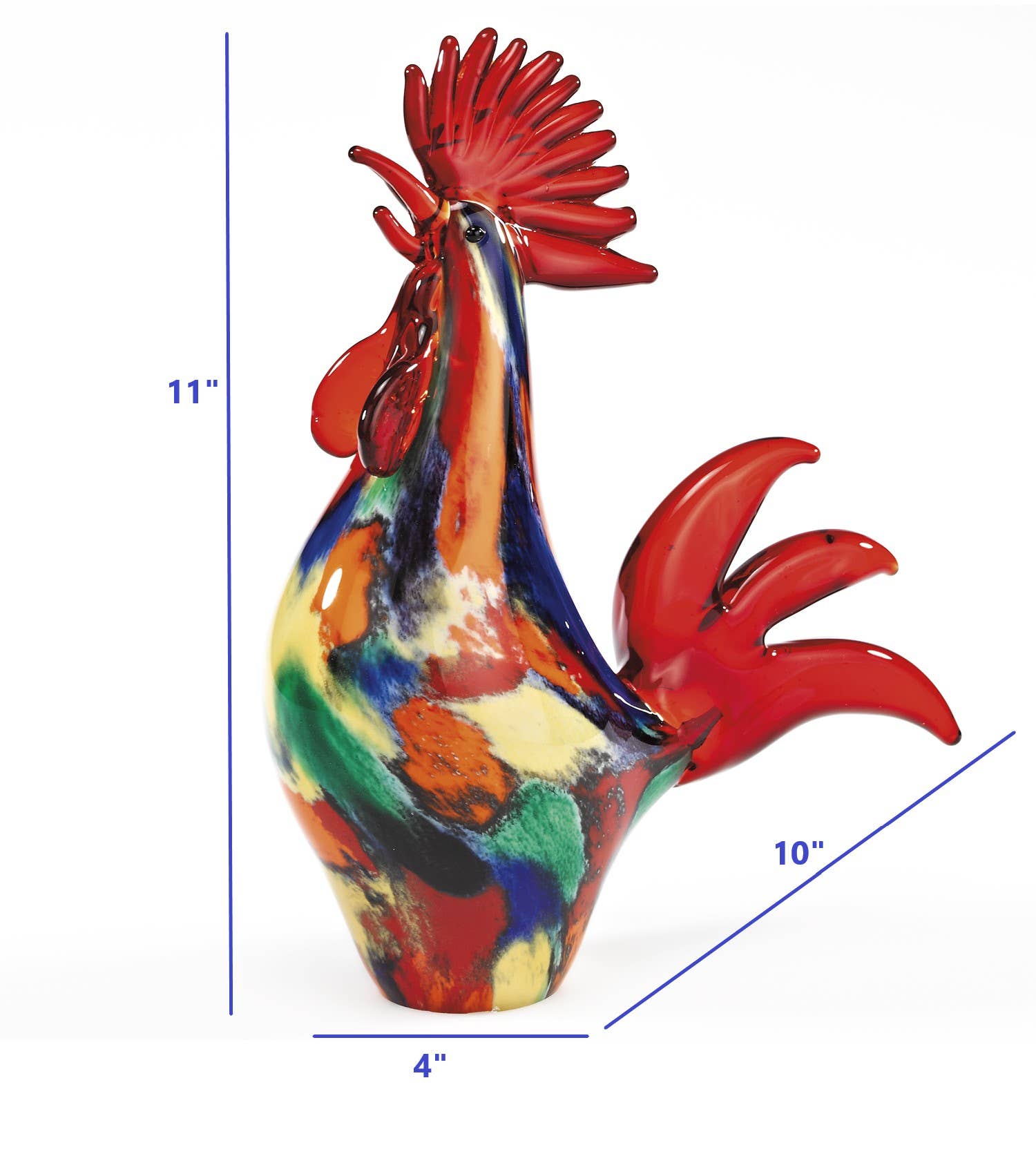 HomeRoots – wholesale Decorative figurine – 11" Red Murano Glass Rooster Figurine Tabletop Sculpture3