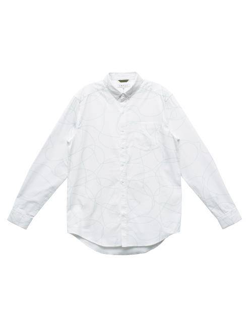 Bianco Camicia a maniche lunghe da uomo con stampa a righe in bianco in vendita all'ingrosso su Faire3