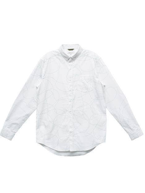 Bianco Camicia a maniche lunghe da uomo con stampa a righe in bianco in vendita all'ingrosso su Faire3