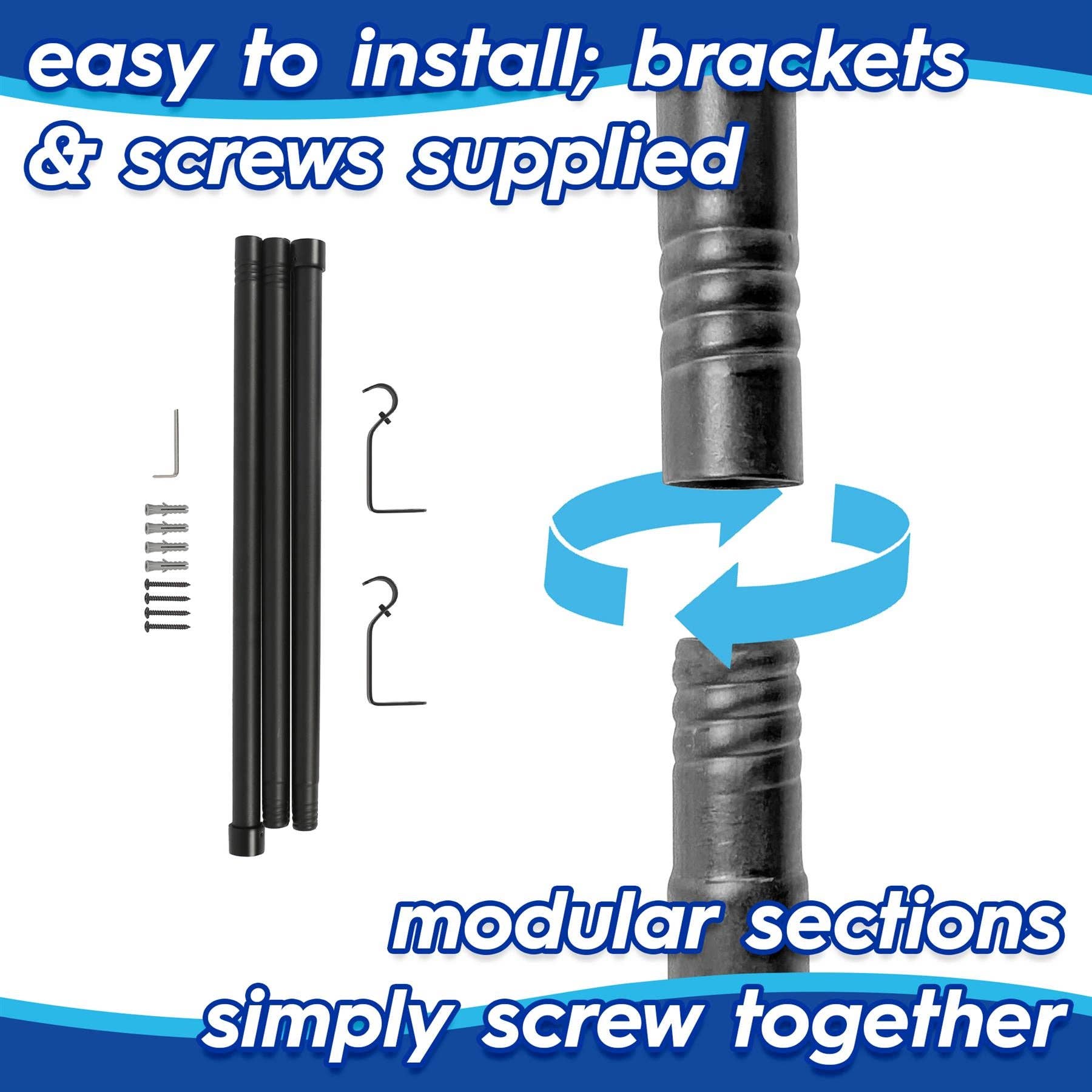 Rinkit Ltd - Wholesale Curtain Rod - Extendable Metal Curtain Pole Kit - 83 to 120cm4