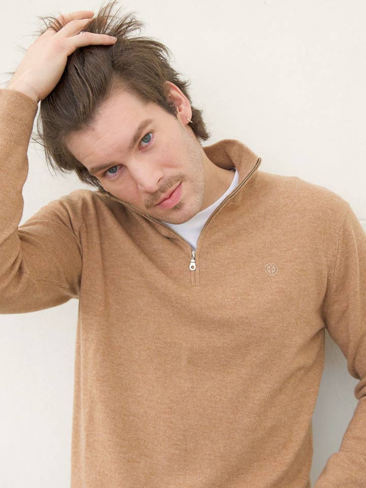 Bel Cashmere S.C. - Wholesale Sweatshirt - Men's - Men’s Zip-Up Cashmere Sweater – Camel3