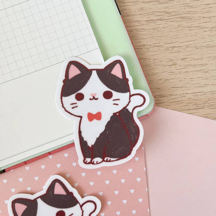 Tuxedo Cat Sticker for wholesale by Cherry Rabbit