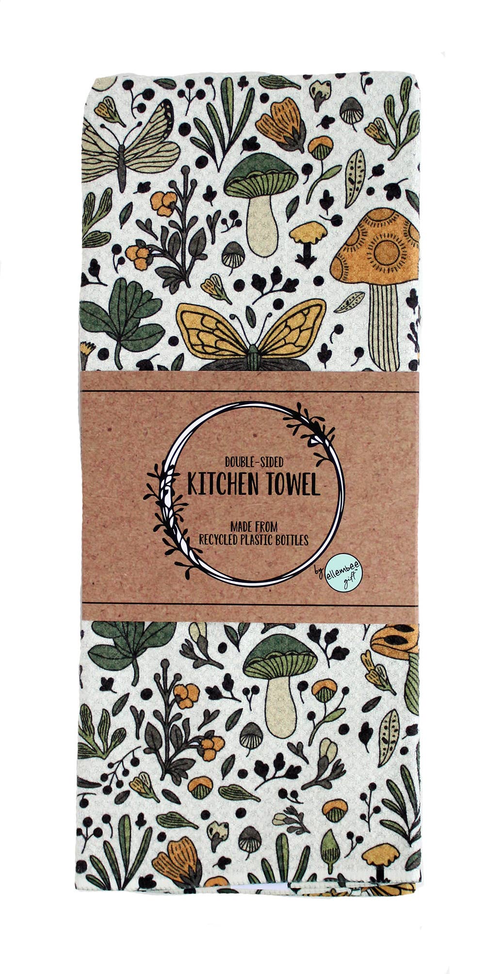 ellembee gift - Wholesale Tea Towel - Boho mushrooms and insects | two sided waffle tea towels1