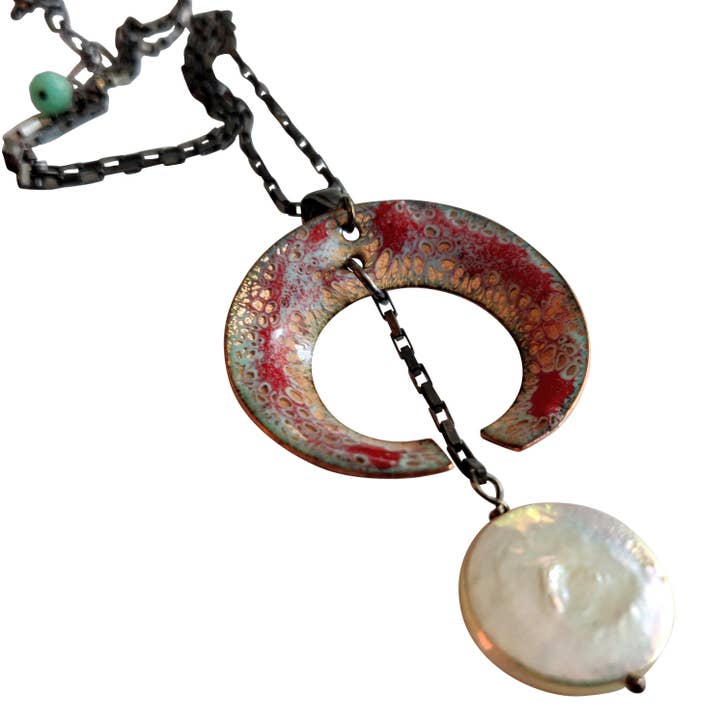 Inga, collana reversibile in argento sterling e smalto per la vendita all'ingrosso da parte di Papazian Design, LLC