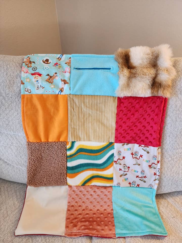 Sensory Blanket- toys dolls forks Theme fidget lap blanket Dementia for wholesale by Peek A Boo Plush