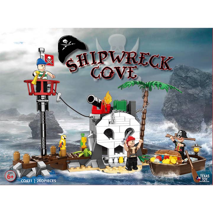 Shipwreck Cove Piraten-Bauziegel-Set (260 Stück) für den Großhandel von Texas Toy Distribution
