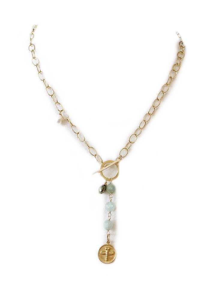 Guldpläterad kedja Y-halsband lariat med berlock för wholesale av Hila