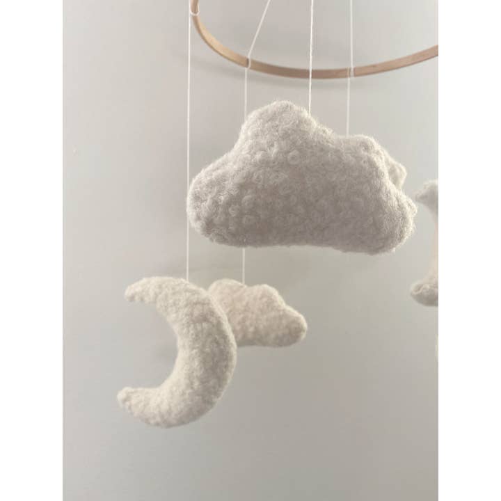 Edie & Joe - Wholesale Baby Mobile - Boucle Cloud & Moon Mobile Nursery Decor