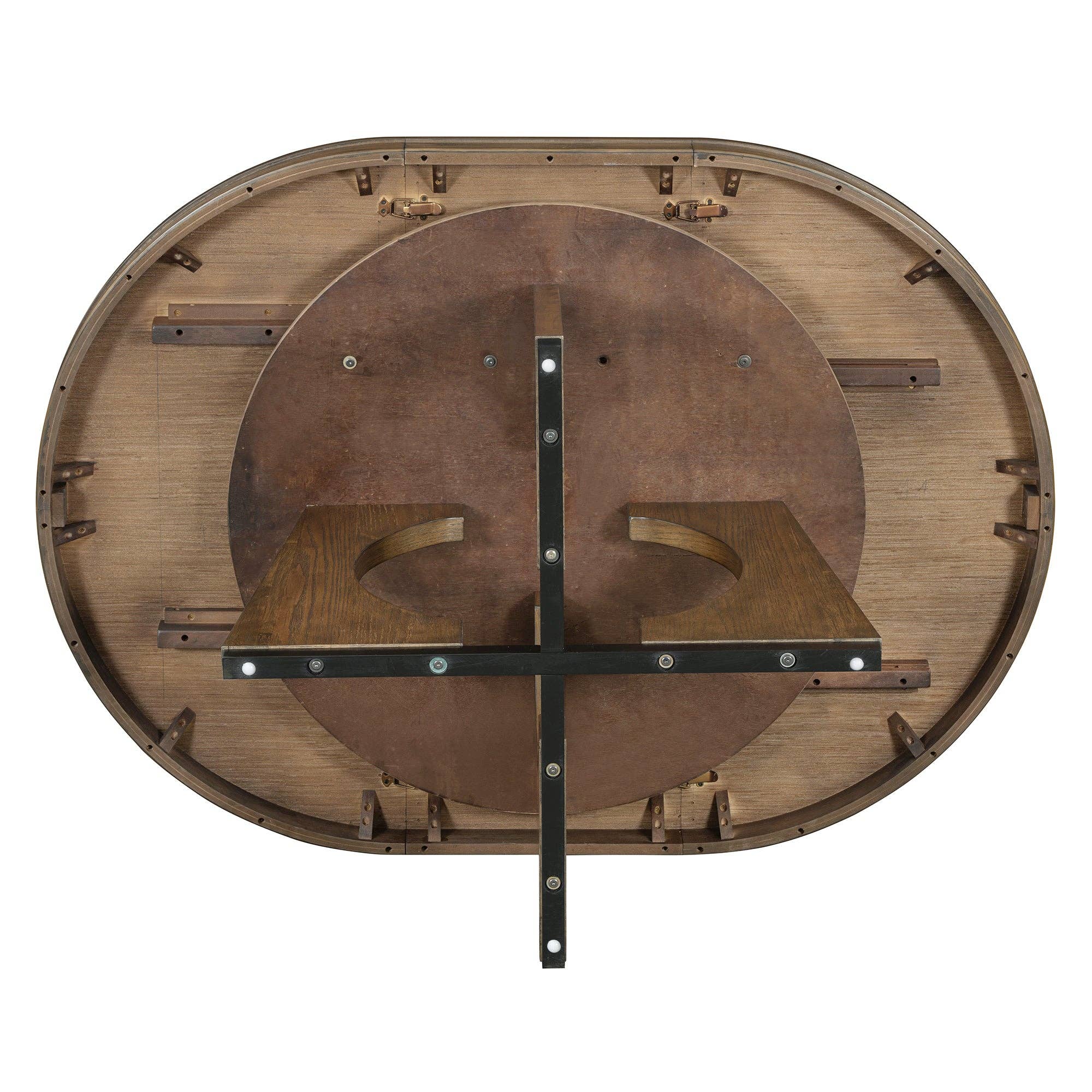 39F Inc. - Vente Salon de terrasse - Ensemble de salle à manger extensible rond en noyer de 5 pièces pour 4 personnes48