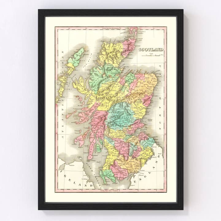Vintage Map of Scotland 1831 for wholesale by Ted's Vintage Art